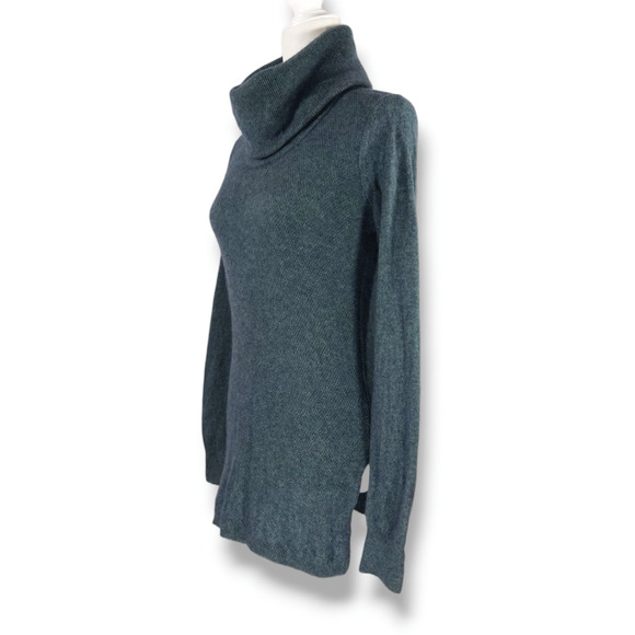 EUC Max Studio Premium 100% 2-ply Cashmere Cowl Neck Sweater Sz. M Heather Green - Picture 1 of 7